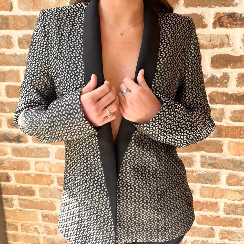 Elegant Black and White Women's Blazer